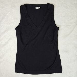 Akris Punto Black V-Neck Tank Top Size 6 Small Cotton Shell